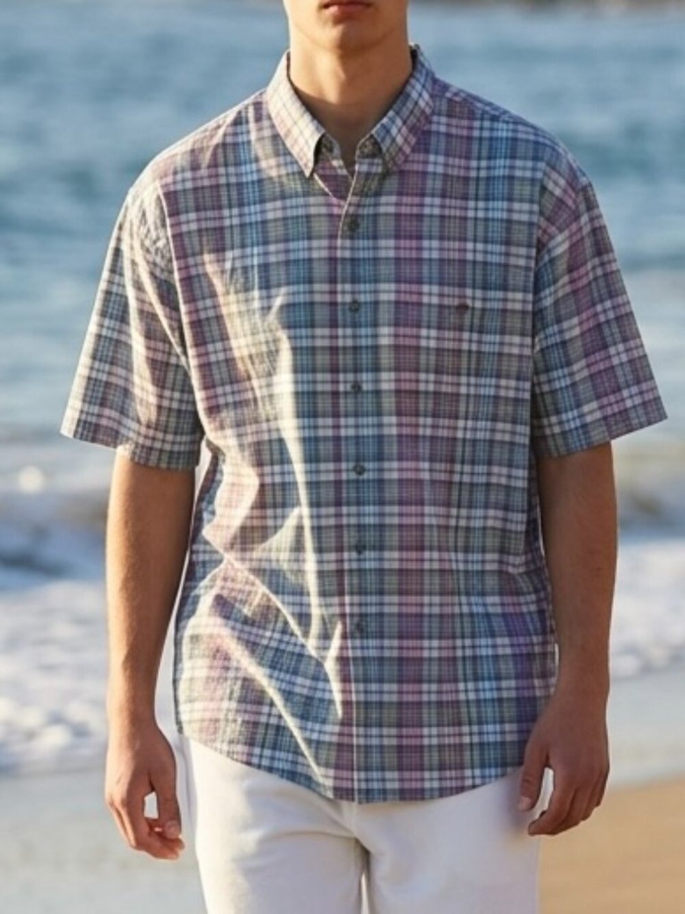 Colours by Alexander Julian Shirt Men’s XL Button Up plaid Short Sleeve
